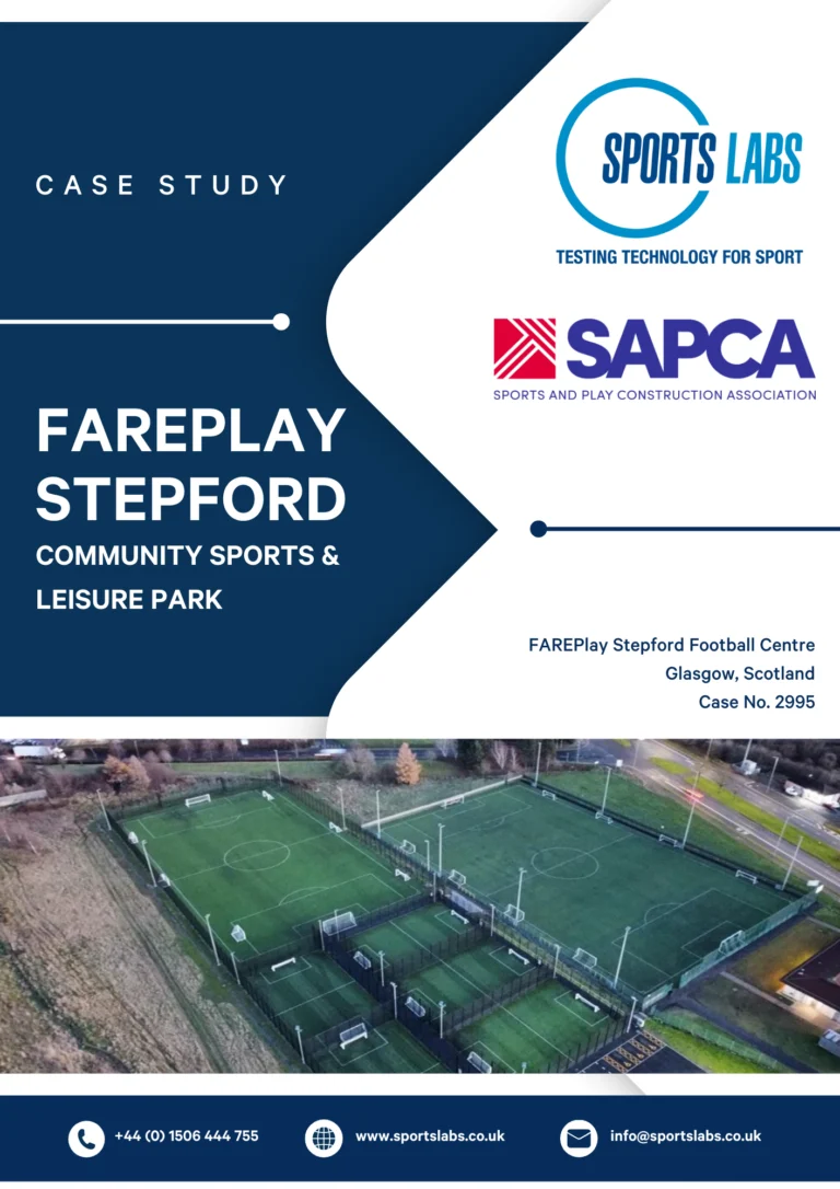 Case study graphic for the Stepford community sports and leisure hub project with SAPCA branding