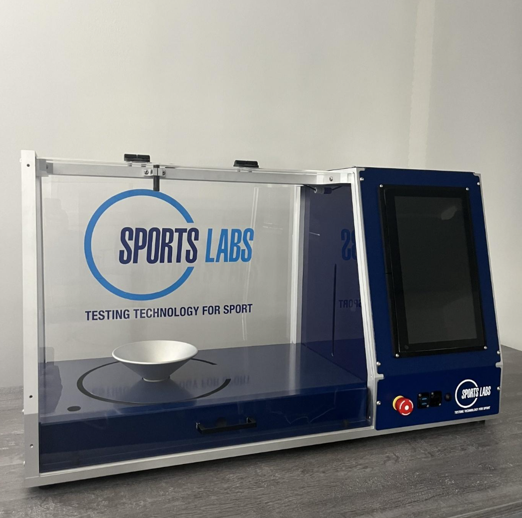 Sports Labs ball balance testing machine with a ball resting on its circular platform