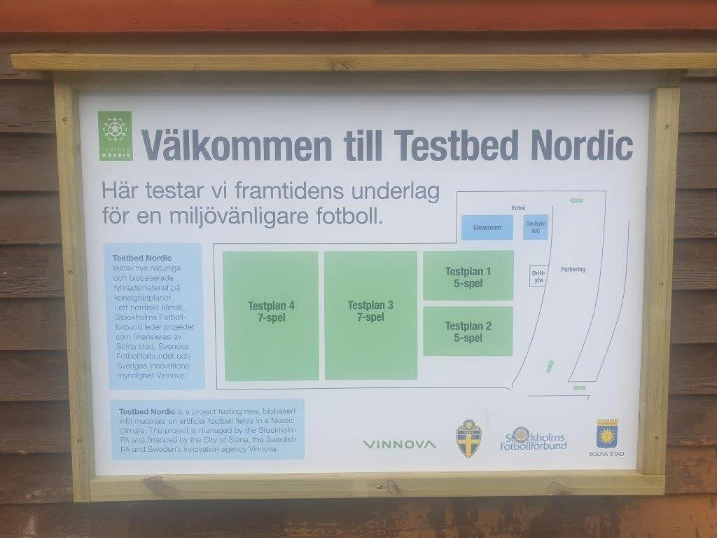 Layout plan of test bed fields T1 - T4 at Råstasjön, Stockholm
