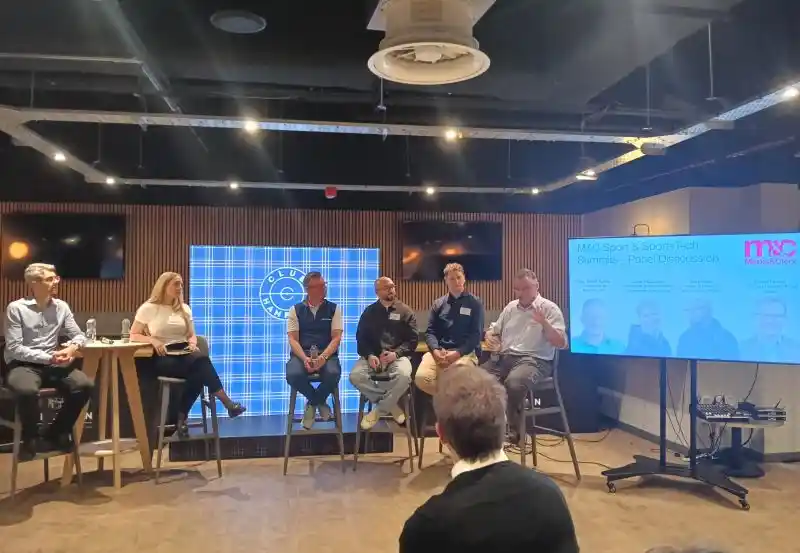 Sports Labs panel discussion recorded in a studio setting