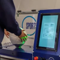 The Sports Labs Balance Test Device uses laser alignment and precision load cells to map the centre of mass of any football to within a single millimetre.